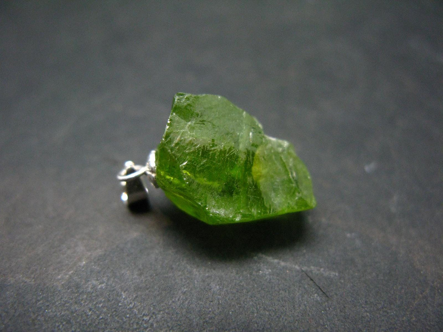 Peridot Olivine Pendant in SS From Arizona - 0.9" - 3.55 Grams
