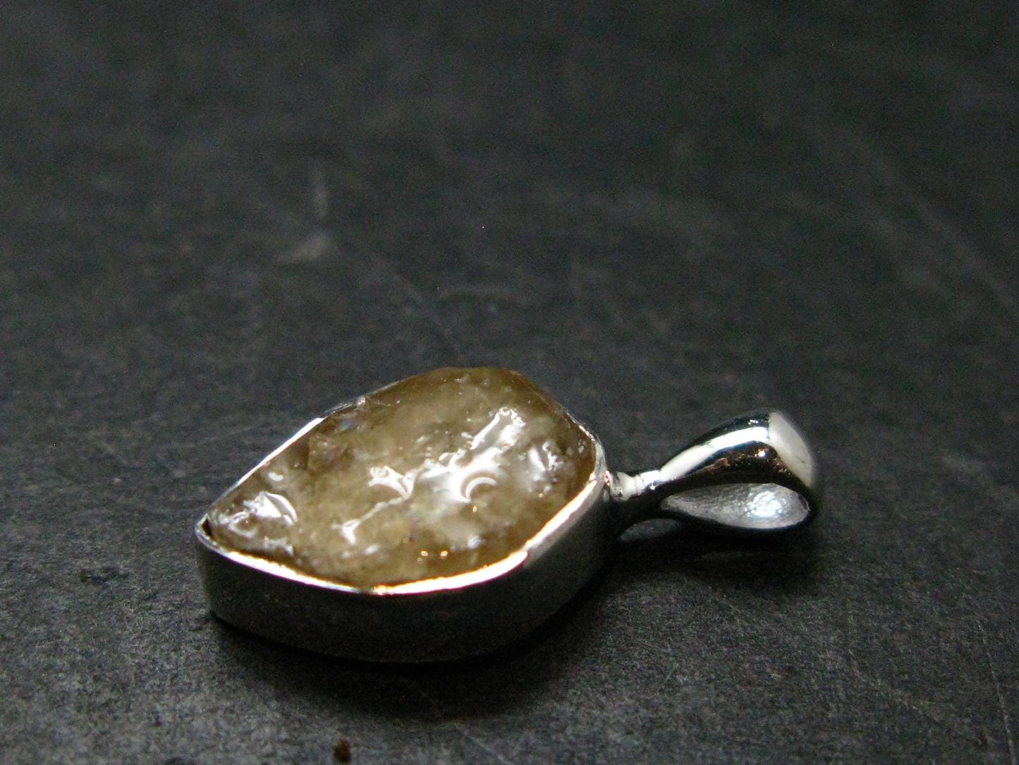 Large Natural Agni Gold Danburite Sterling Silver Pendant from Tanzania - 0.7" - 1.20 Grams