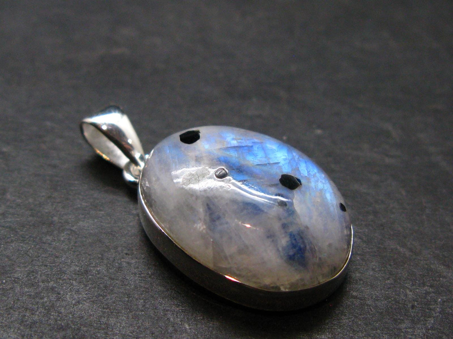 Natural Glow From Inside Moonstone Silver Plated Pendant - 1.2" - 5.77 Grams
