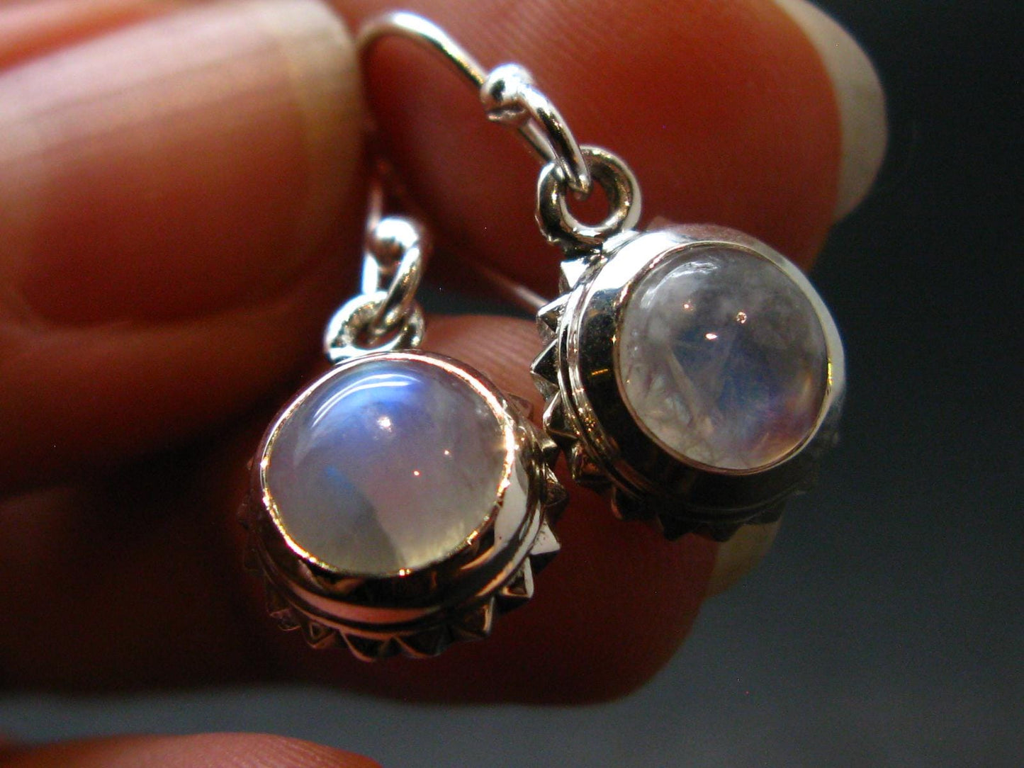 Natural Moonstone 925 Sterling Earrings - 1.0" - 3.04 Grams