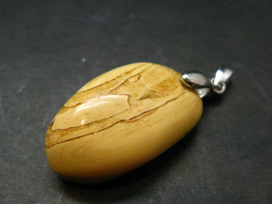 Amber Tumbled Silver Pendant From Poland - 1.5" - 2.80 Grams