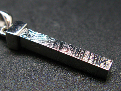 4.56 Billion Years Old Meteorite!! Muonionalusta Meteorite Silver Pendant from Sweden - 0.9"