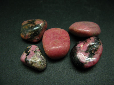 Lot of 5 natural Rhodonite tumbled stones from Canada