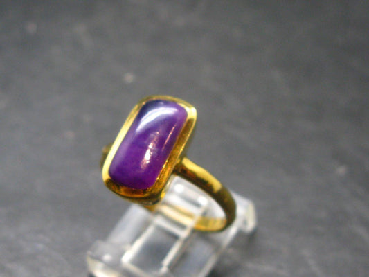Sugilite Silver Gold Plated Ring From South Africa - 3.55 Grams - Size 8.25