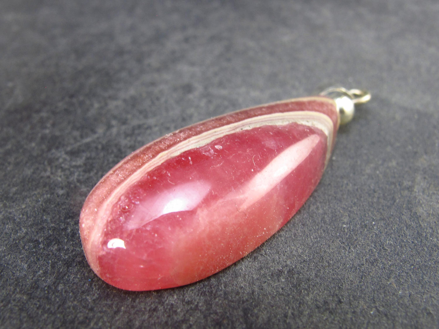 Rhodochrosite Sterling Silver Pendant from Alma Colorado - 1.7" - 9.65 Grams
