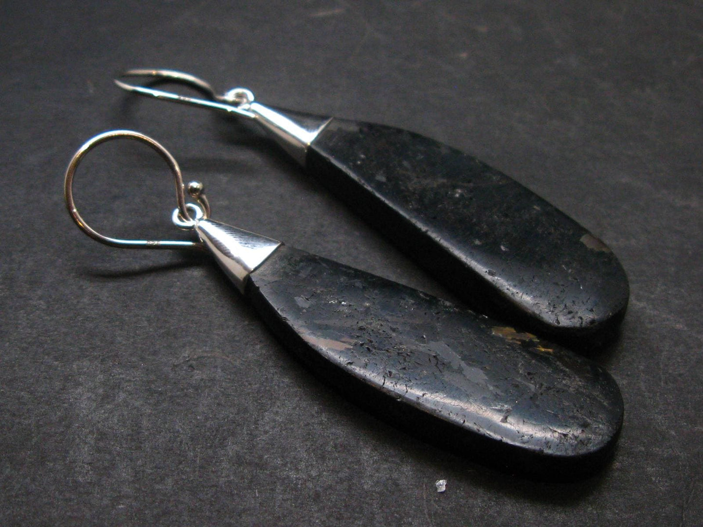 Very Rare Sterling Silver Nuumite Nuummite Earrings From Greenland