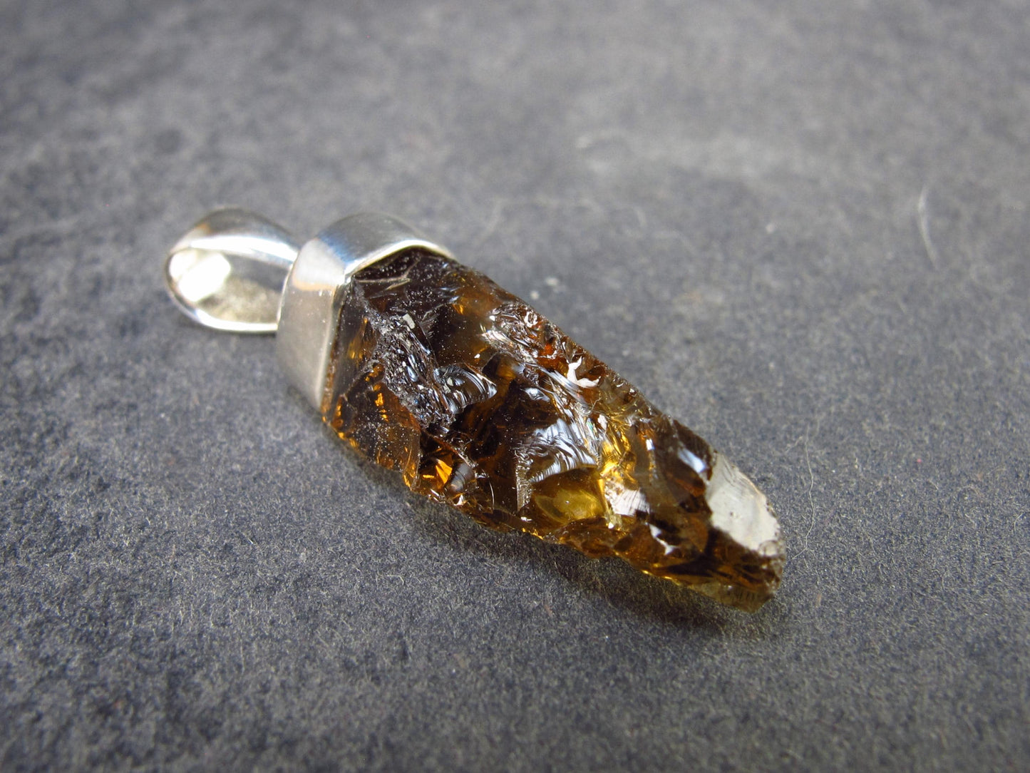 Natural Unheated Citrine Sterling Silver Pendant from Zambia - 1.3" - 2.56 Grams