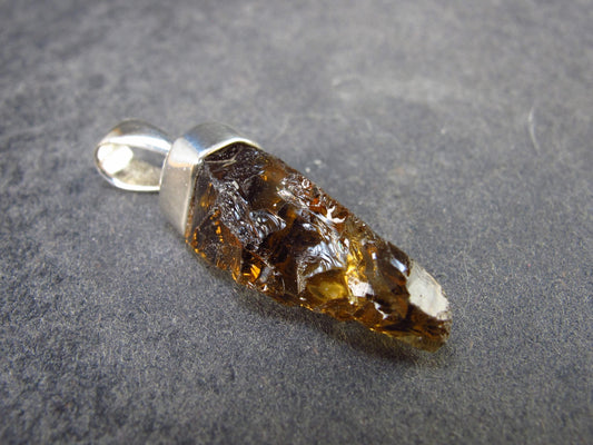 Natural Unheated Citrine Sterling Silver Pendant from Zambia - 1.3" - 2.56 Grams