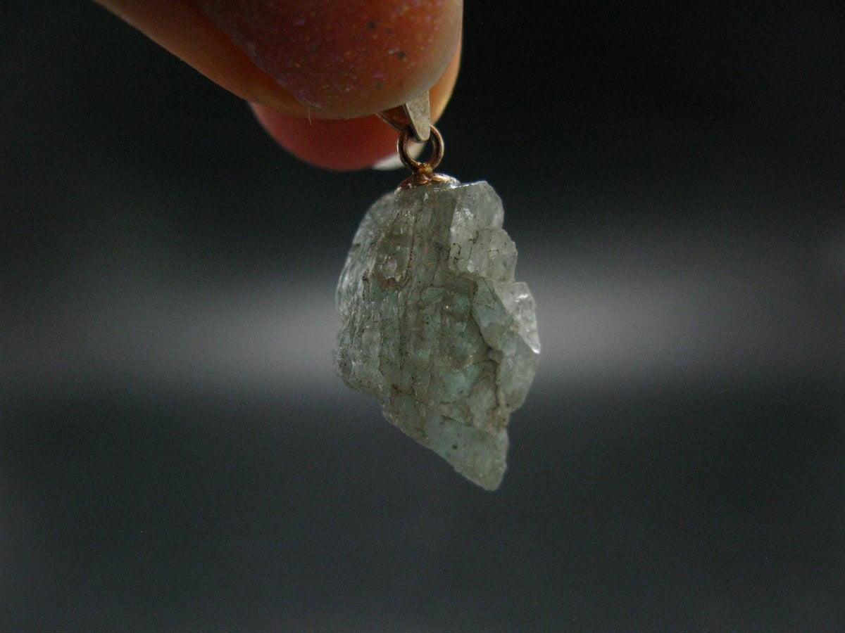 Extremely Rare Raw Gem Green Kornerupine Silver Pendant Crystal From Tanzania - 3.0 Grams - 1.0"