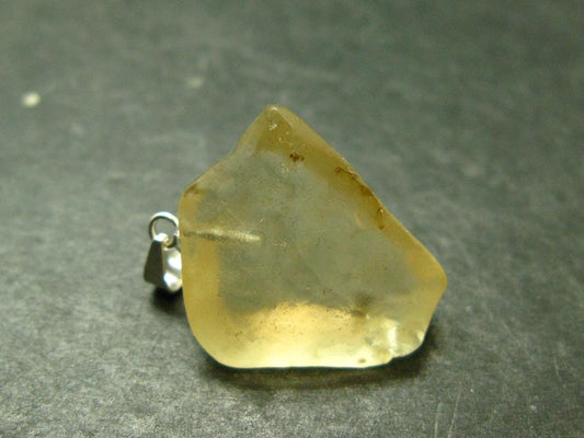 Gem Libyan Desert Glass Tektite Pendant Sterling Silver from Libya - 1.0" - 3.46 Grams
