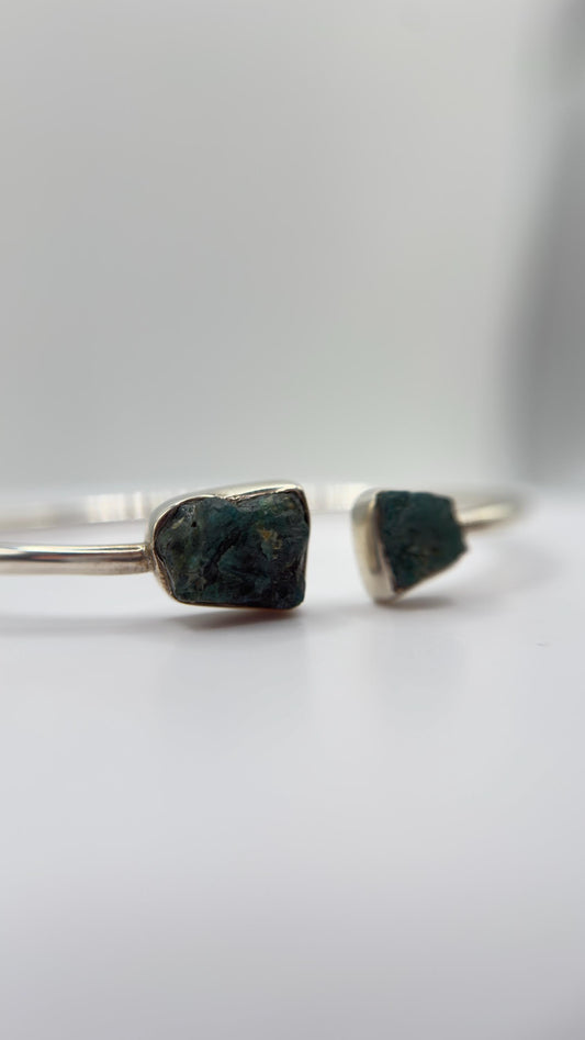 Grandidierite Bracelet Blue Green Gemstone Silver Link Bracelet Minimalist Jewelry Gift