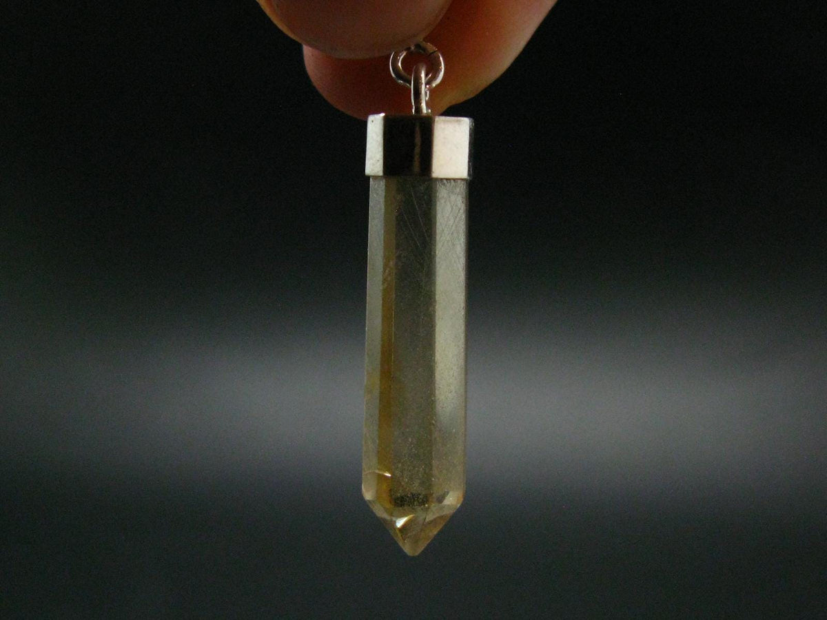 Natural Unheated Citrine Crystal Silver Pendant from Congo - 3.03 Grams