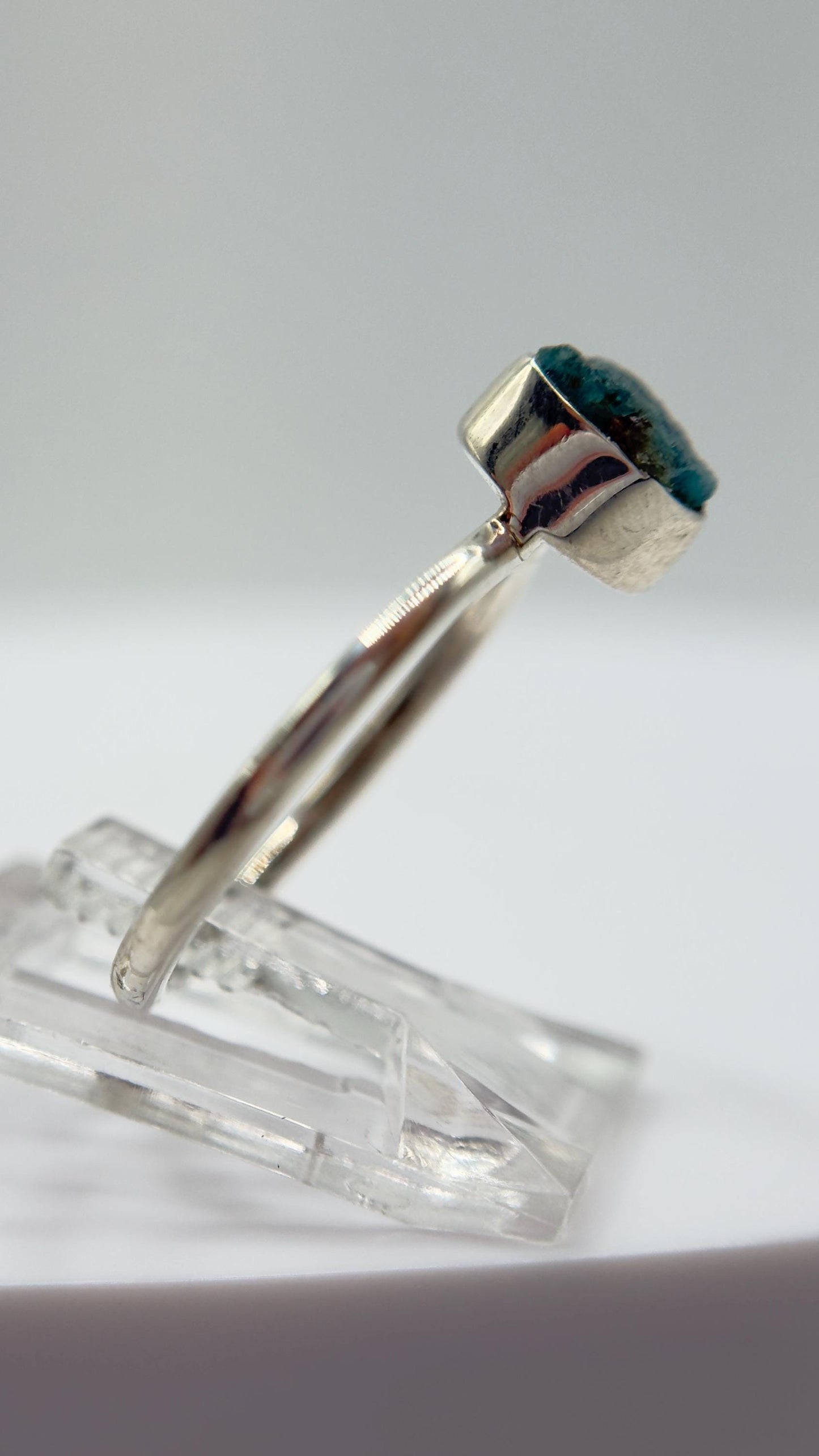 Grandidierite Ring Raw Blue Green Gemstone Silver Ring Minimalist Crystal Jewelry Gift
