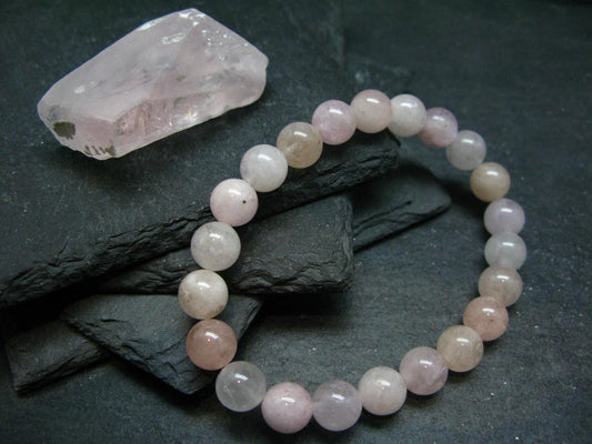 Morganite Genuine Bracelet ~ 7 Inches ~ 8mm Round Beads
