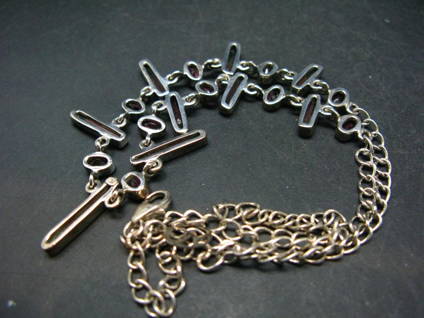 Watermelon Tourmaline Crystal Silver Necklace from Brazil - 18" - 17.5 Grams