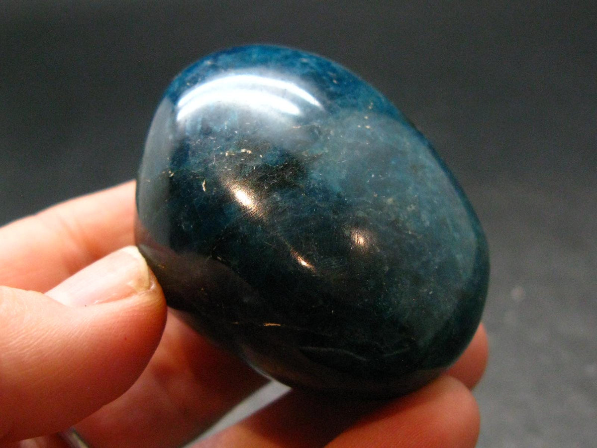 Neon Blue Apatite Tumbled Stone from Madagascar - 102.24 Grams - 1.9"