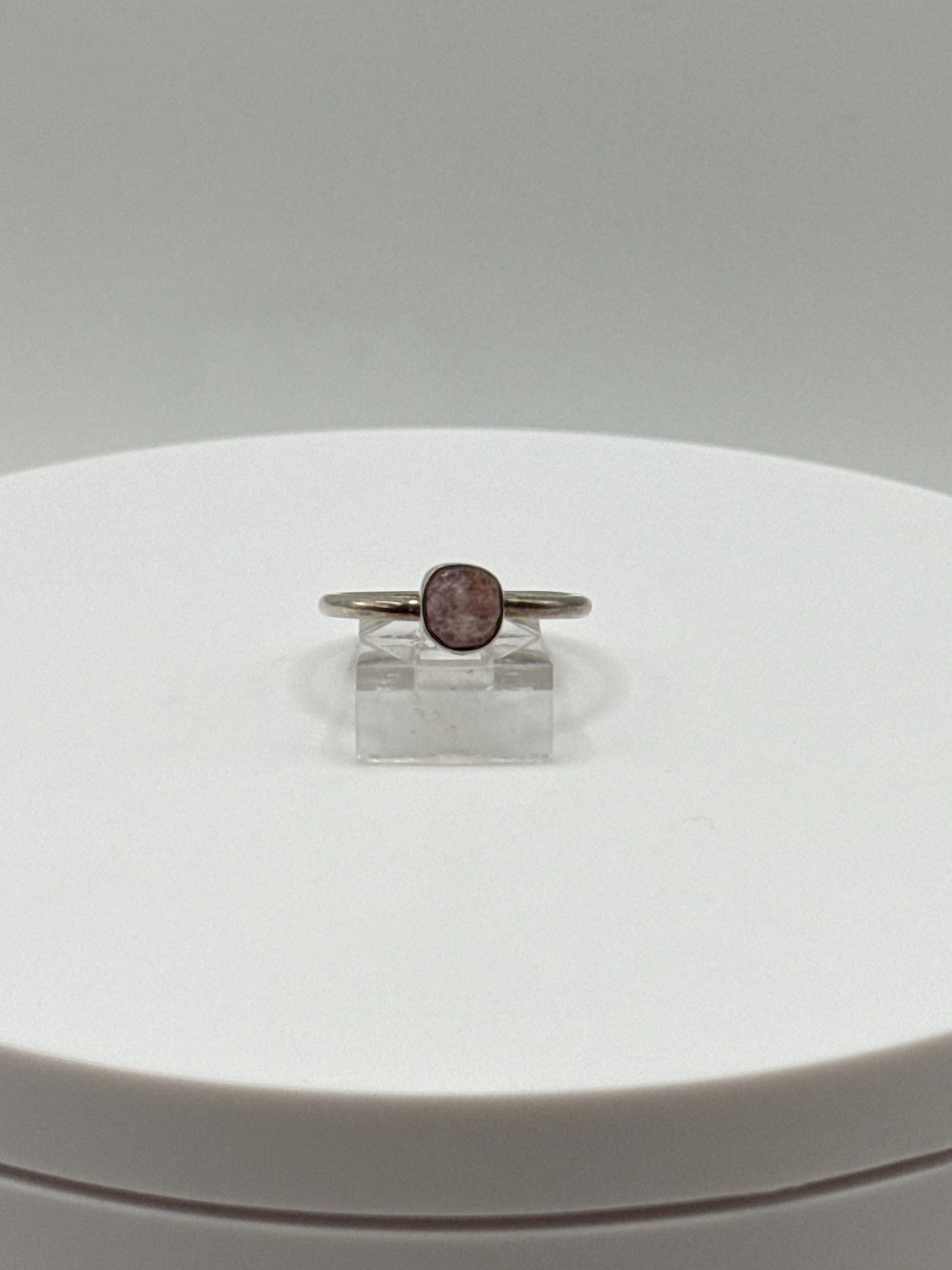 Dainty Pink Stone Ring in Sterling Silver – Minimalist & Elegant - Size 6