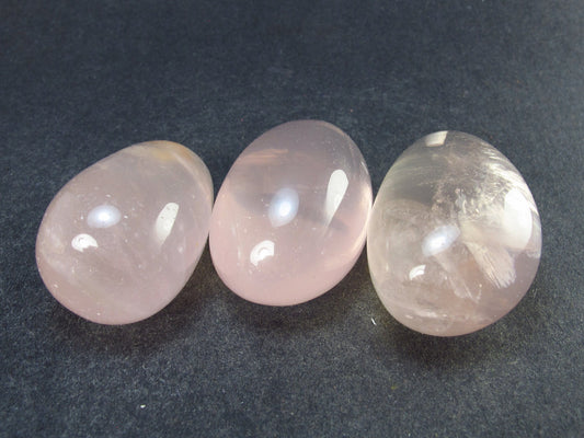 Lot of 3 Natural Rose Quartz Pendants from Brazil