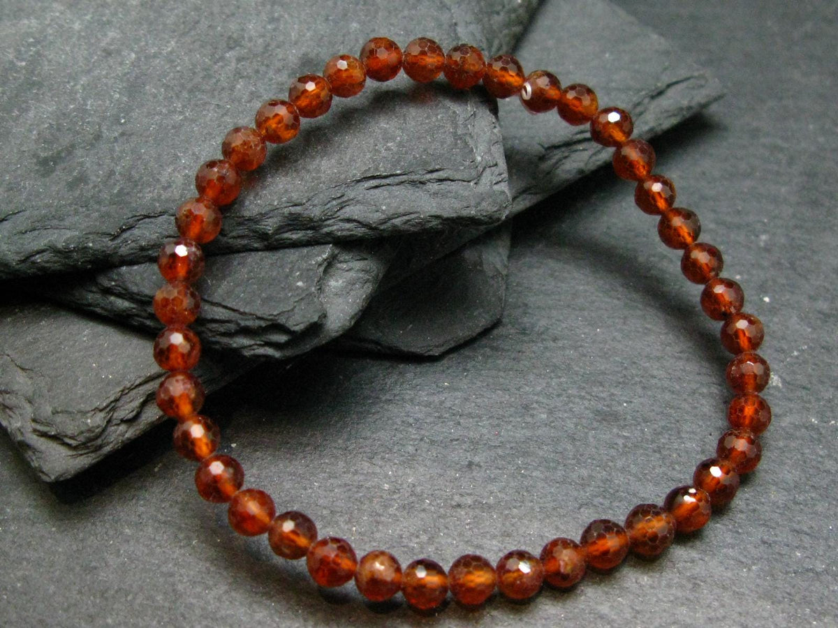 Garnet Hessonite Genuine Bracelet ~ 7 Inches ~ 5mm Facetted Beads