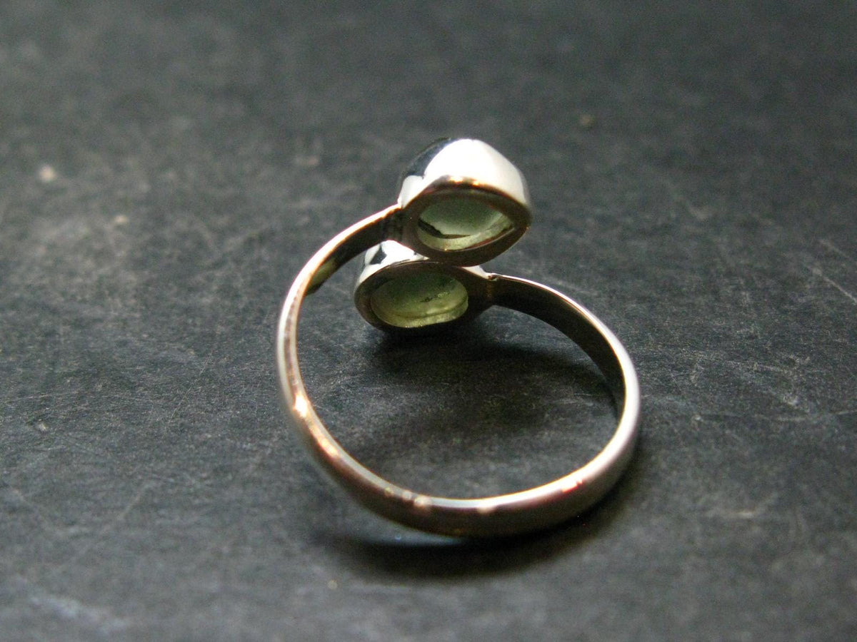 Cute Gem Moldavite Sterling Silver Ring From Czech Republic - Size 7 - 2.33 Grams