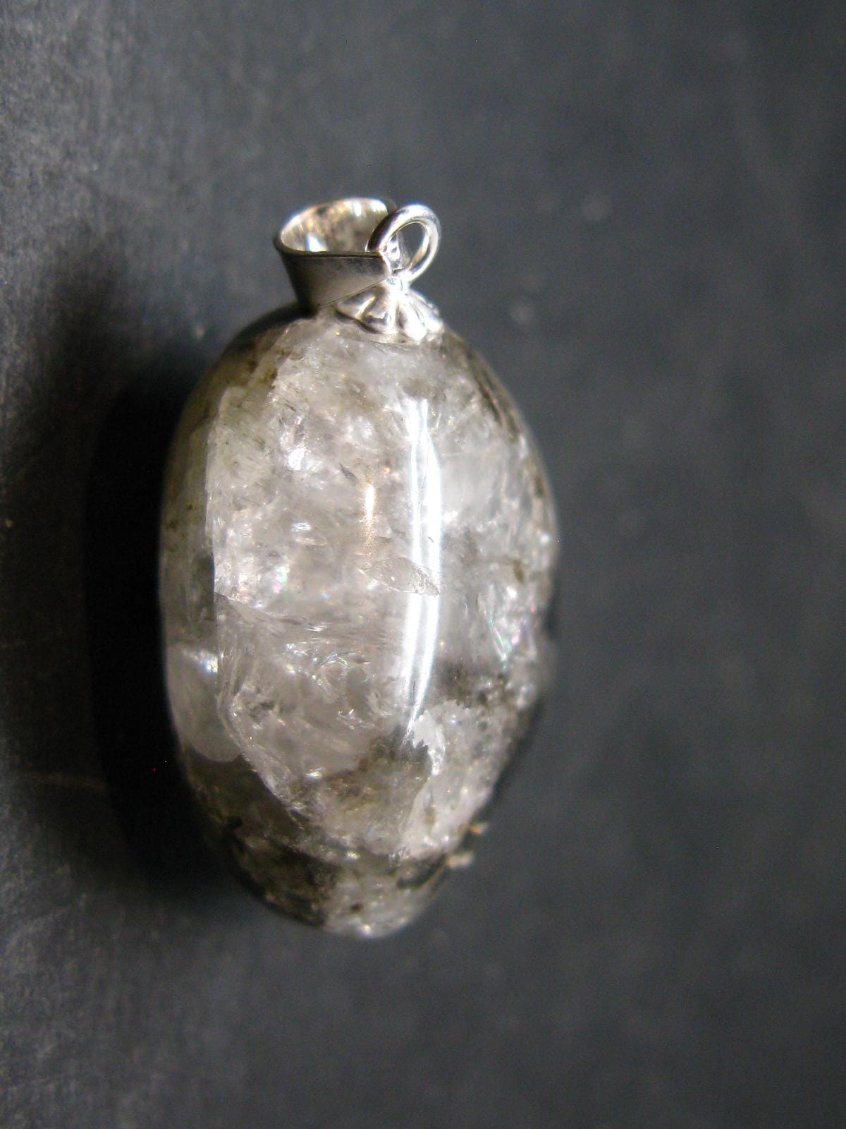 Phenakite Phenacite Tumbled Silver Pendant From Russia - 1.1" - 7.24 Grams