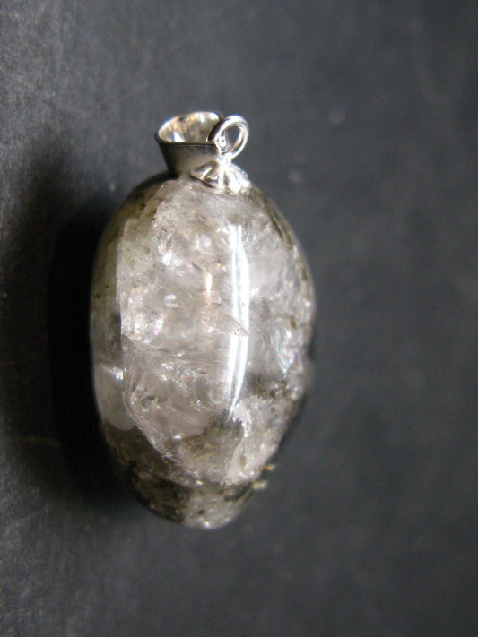 Phenakite Phenacite Tumbled Silver Pendant From Russia - 1.1" - 7.24 Grams
