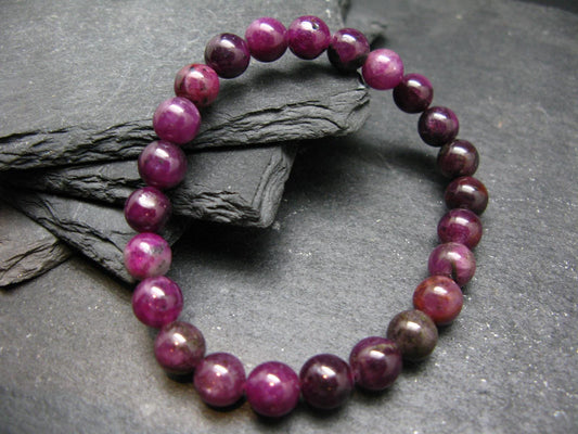 Ruby Genuine Bracelet ~ 7 Inches ~ 8mm Round Beads