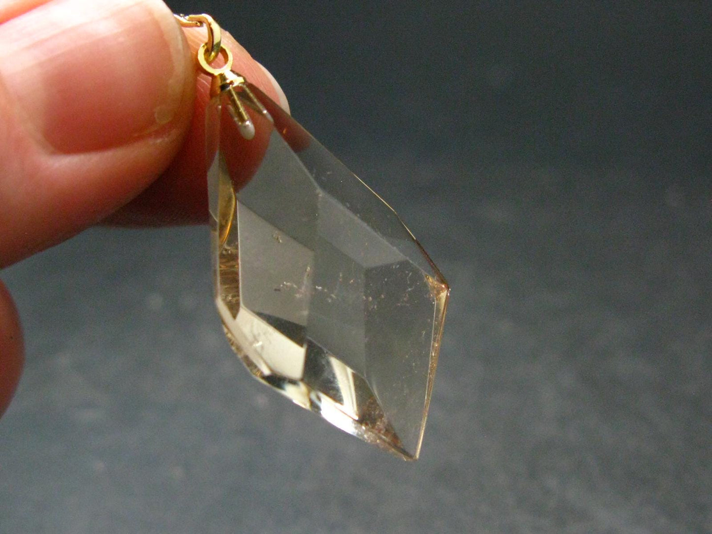 Natural Unheated Citrine Sterling Silver Gold Plated Pendant from Zambia - 1.5" - 4.44 Grams