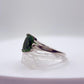 Green Helenite Pear Cut Ring – Sterling Silver Statement Gemstone Ring with Accent Stones