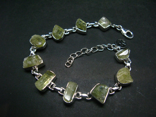 Brazilianite Silver Bracelet From Brazil- 7" - 15.2 Grams