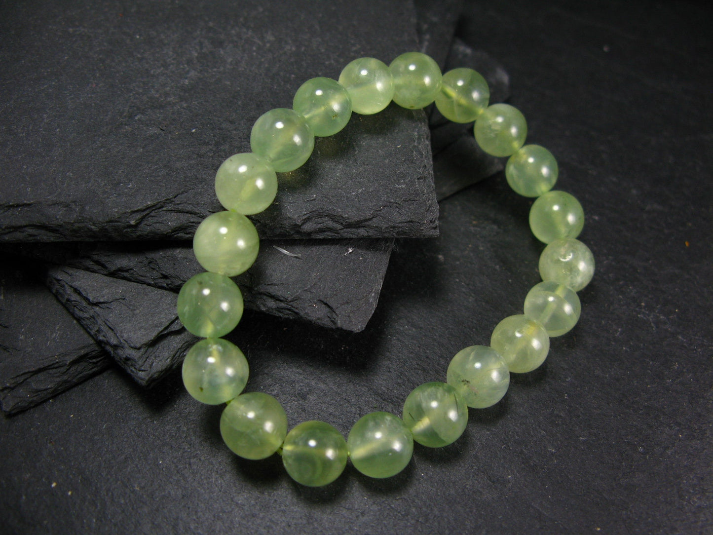 Prehnite Genuine Bracelet ~ 7 Inches ~ 10mm Round Beads