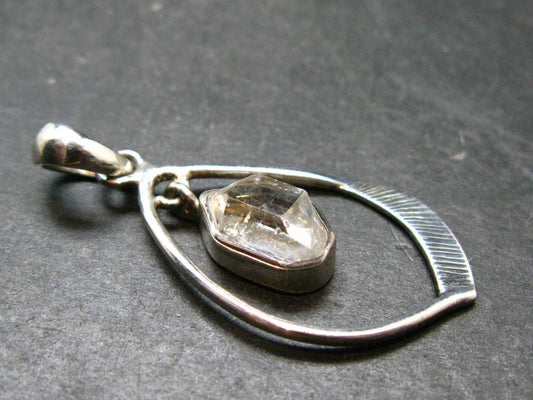 Fine Natural Herkimer Diamond Silver Pendant From New York - 1.9" - 5.27 Grams
