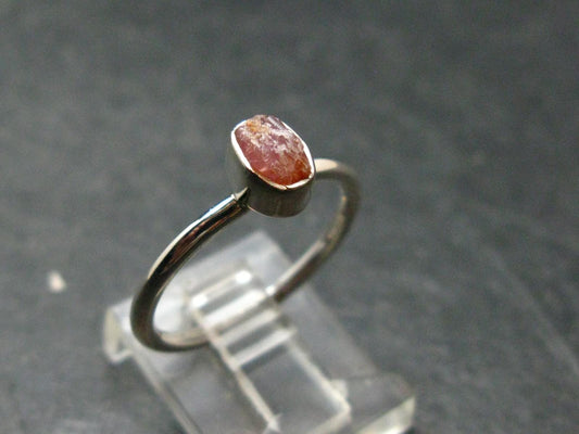 Pezzottaite Crystal Silver Ring From Madagascar - Size 7 - 1.93 Grams