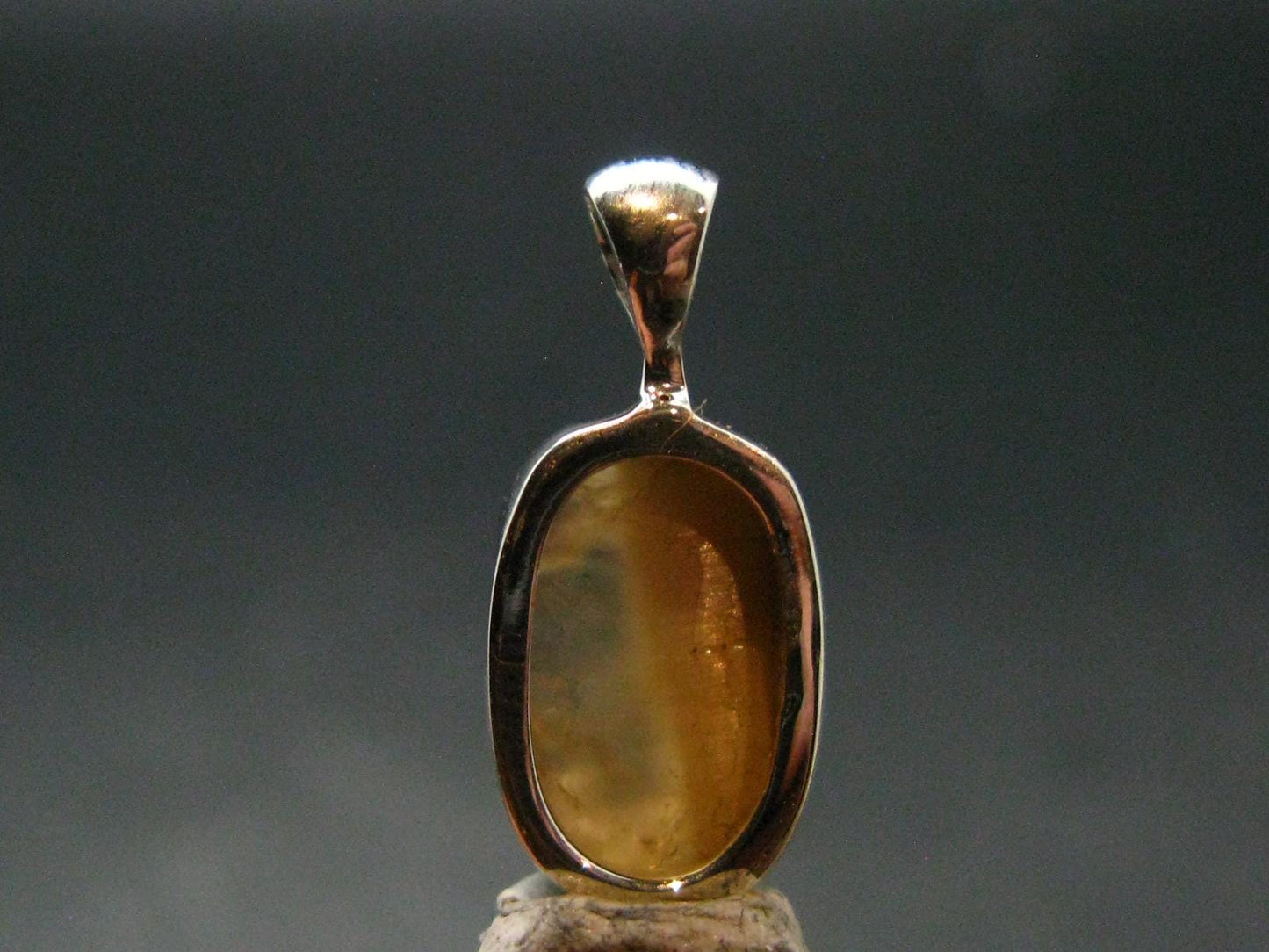 Large Natural Agni Gold Danburite Sterling Silver Pendant from Tanzania - 0.7" - 1.28 Grams