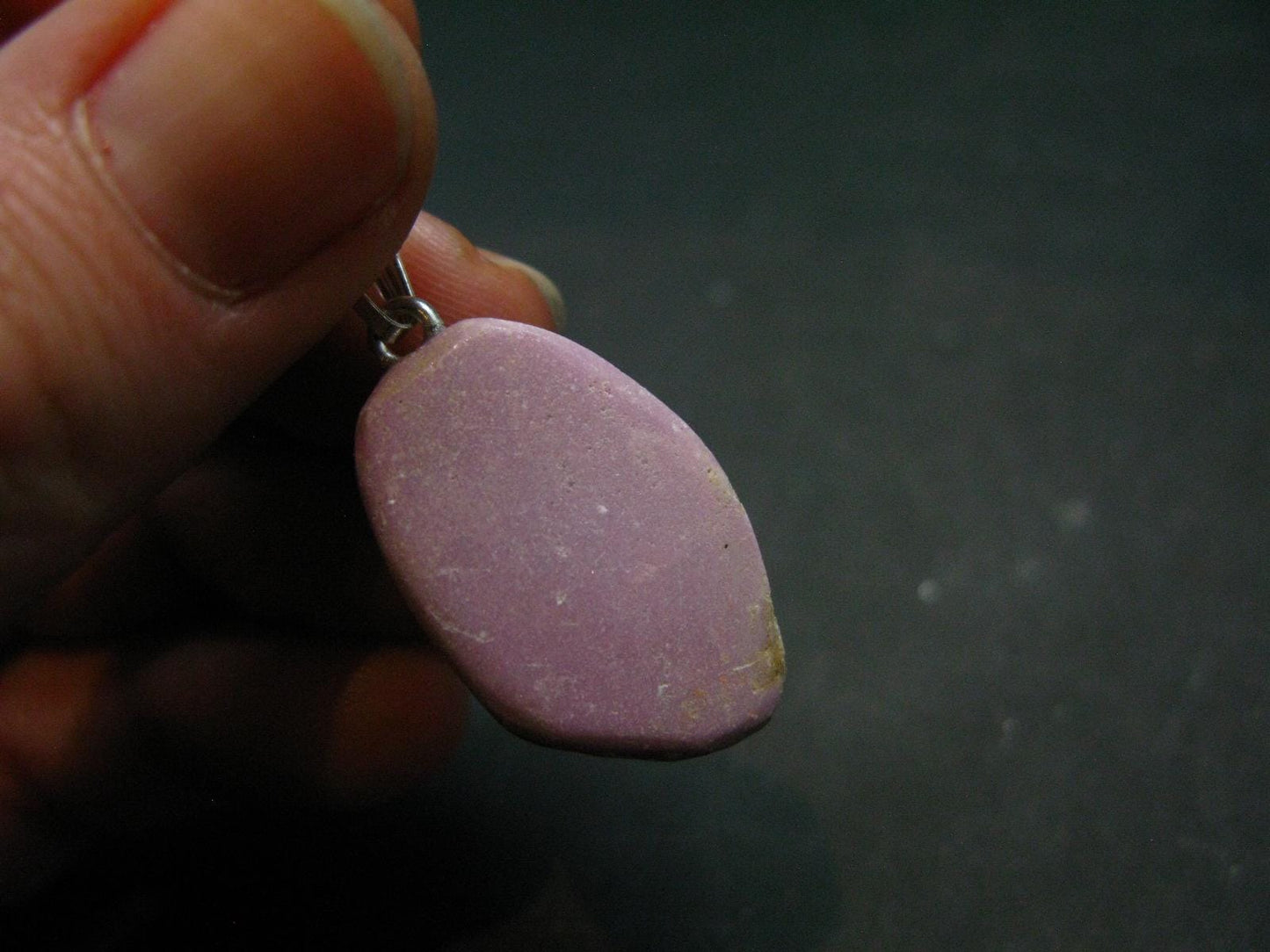 Phosphosiderite Tumbled Silver Pendant From Peru - 1.2"