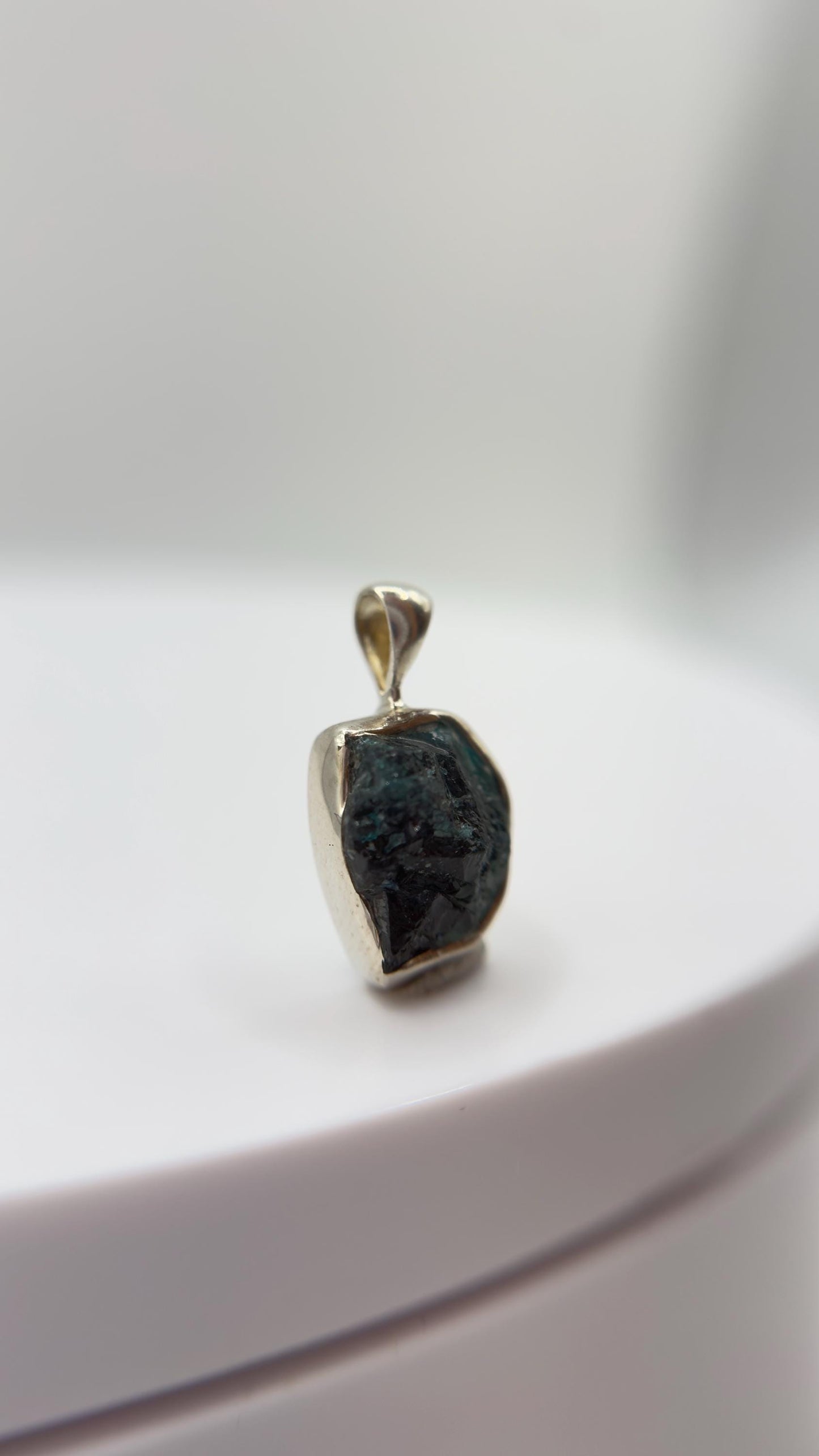 Raw Grandidierite Crystal Pendant Blue Green Gemstone Silver Necklace Rare Stone Jewelry Gift
