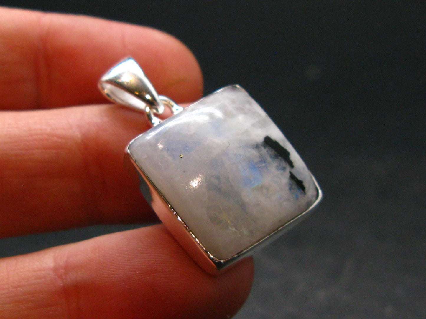 Natural Glow From Inside Moonstone Silver Plated Pendant - 1.2" - 5.78 Grams
