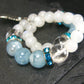 Moonstone Quartz & Aquamarine Genuine Bracelet ~ 7 Inches ~ 6-8mm Round Beads