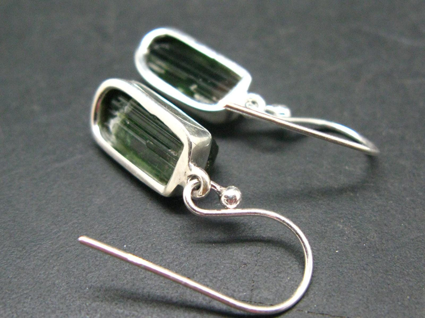 Watermelon Tourmaline Sterling Silver Earrings from Brazil - 1.2" - 3.94 Grams