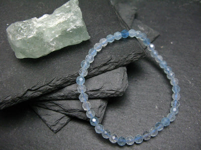 Aquamarine Genuine Bracelet ~ 7 Inches ~ 4mm Facetted Beads