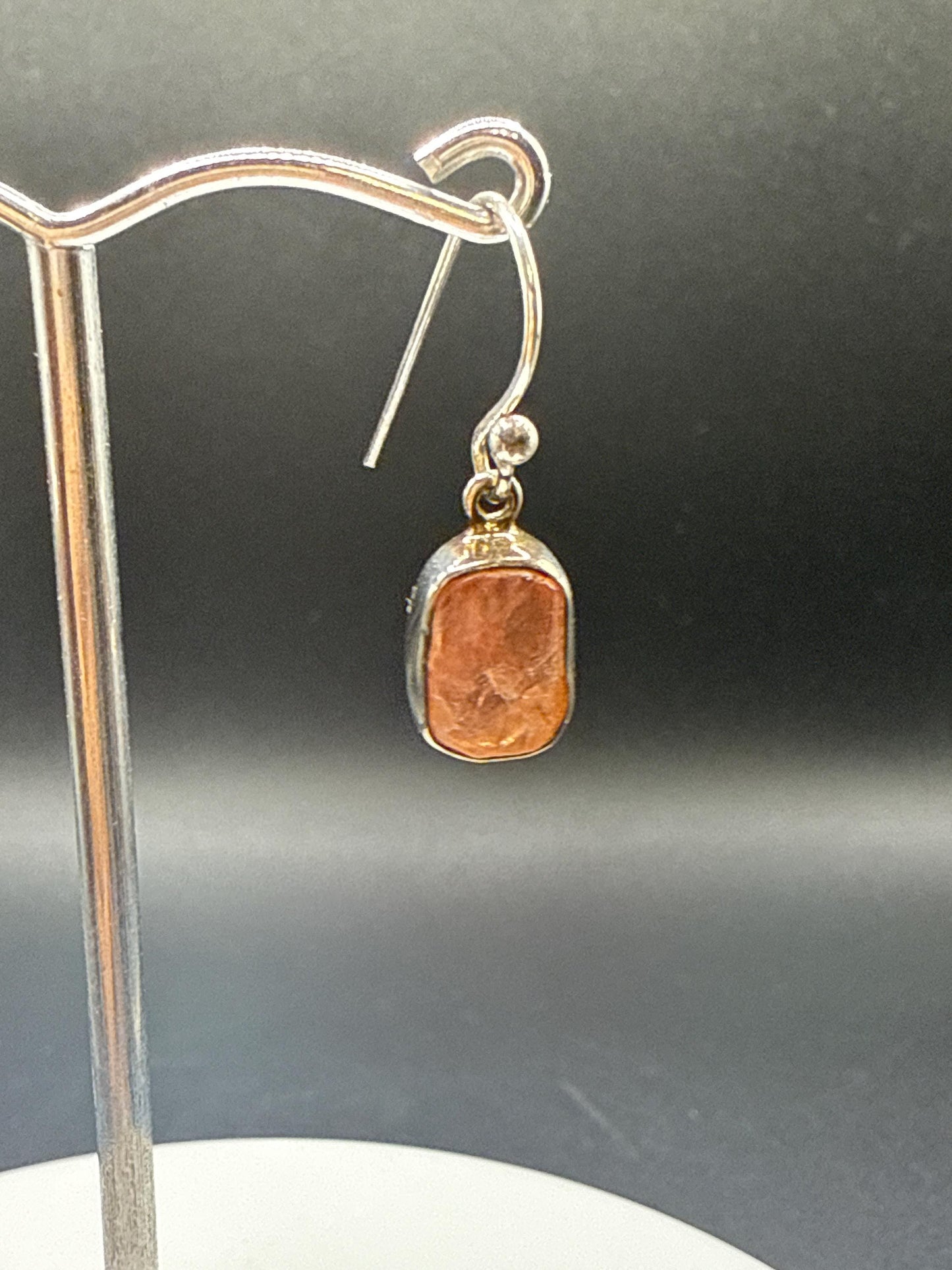 Natural Rhodochrosite Sterling Silver Dangle Earrings | Pink Crystal Earrings