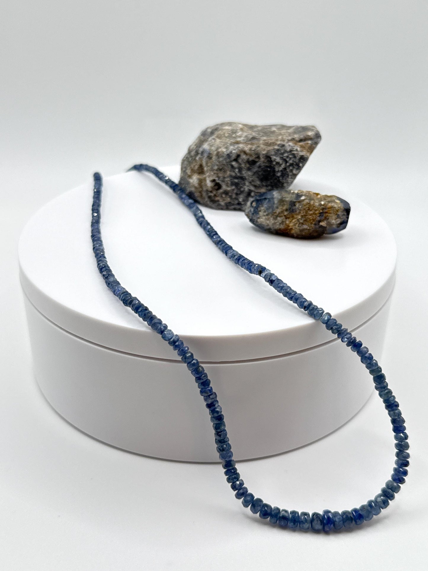 Blue Sapphire Beaded Necklace: Genuine Gemstone Jewelry, September Birthstone