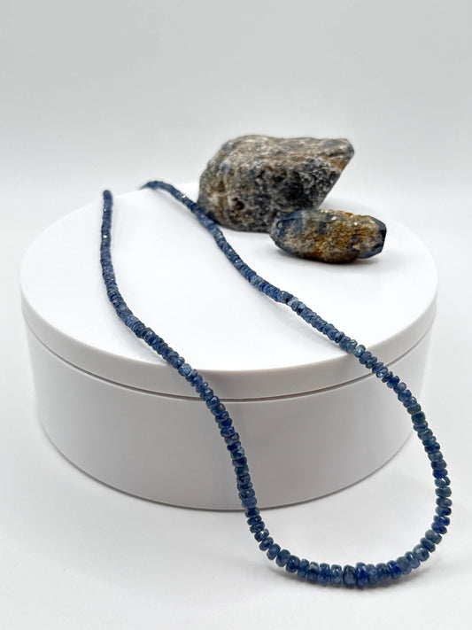 Blue Sapphire Beaded Necklace: Genuine Gemstone Jewelry, September Birthstone