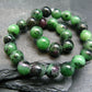 Ruby in Zoisite Genuine Bracelet ~ 7 Inches ~ 6mm Round Beads