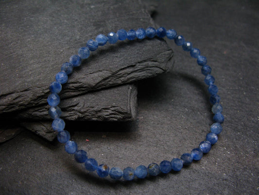 Blue Kyanite Genuine Bracelet ~ 7 Inches ~ 4mm Round Facetted Beads
