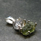 Moldavite & Herkimer Diamond Silver Pendant - 0.9" - 2.23 Grams