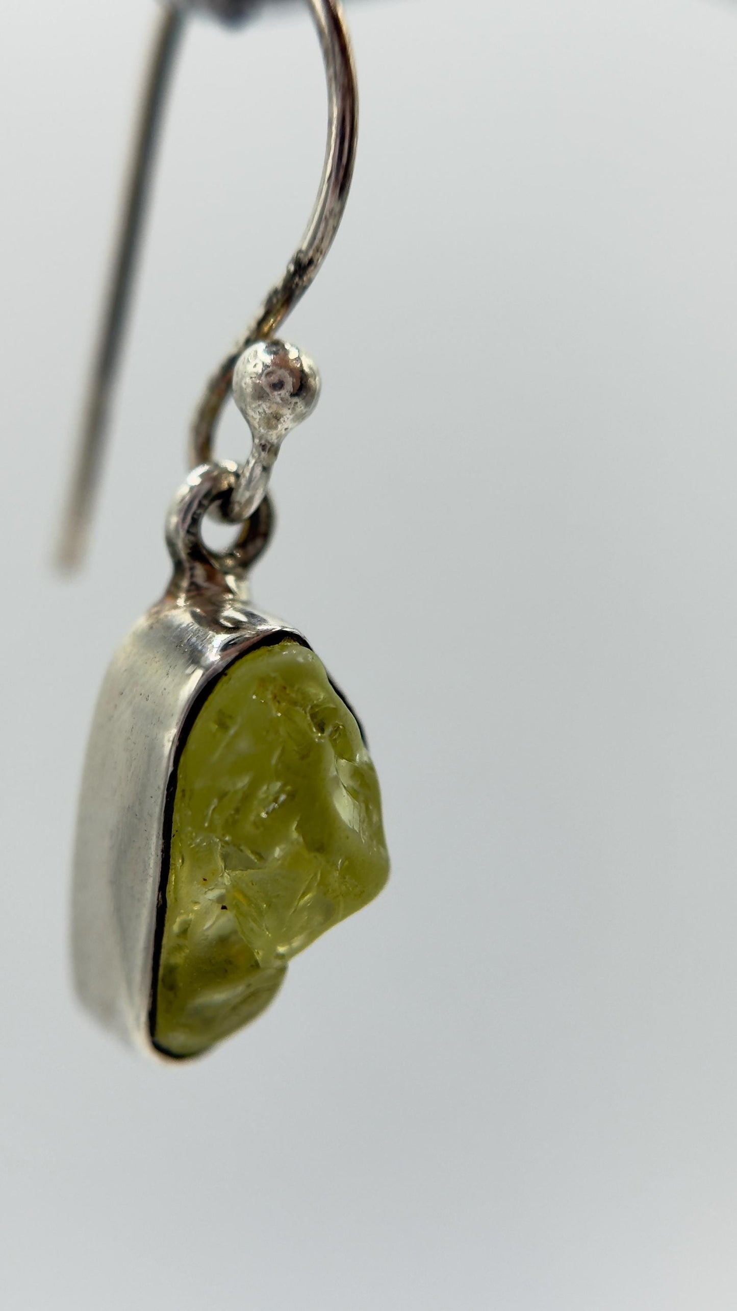 Chrysoberyl Raw Stone Earrings Green Yellow Gemstone Silver Dangle Earrings Minimalist Jewelry Gift
