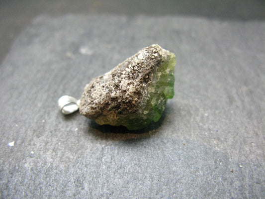 Rare Green Smithsonite Cluster Silver Pendant From Namibia - 1.0" - 5.67 Grams