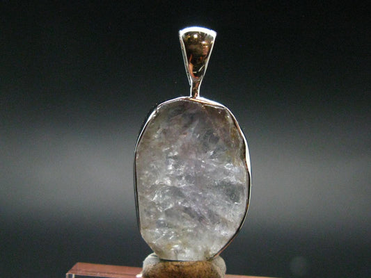 Gray Herderite Silver Pendant from Africa - 1.1" - 3.03 Grams