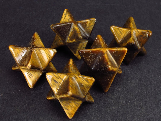 Lot of 5 Tiger Eye Tiger's - Eye Merkaba Merkabah from Africa